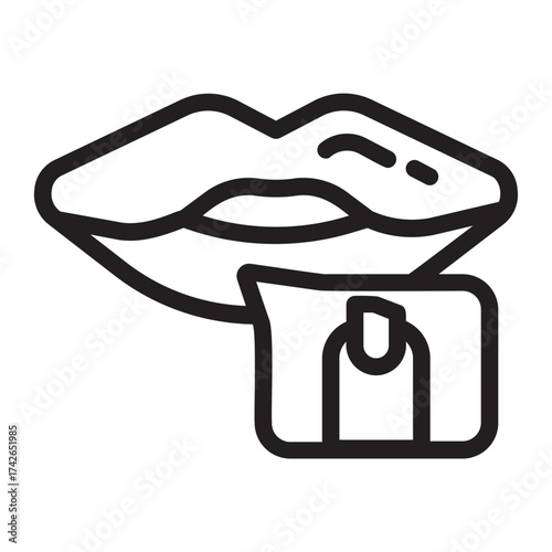 nail biting line icon