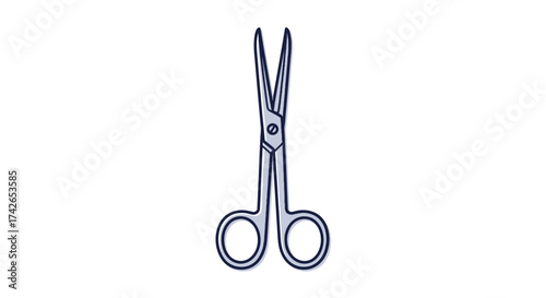 Blue-tinted surgical scissors illustration a medical instrument with finger rings and sharp blades.
