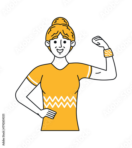 Businesswoman gesturing strength and power