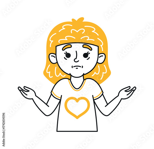 Uncertainty girl looking puzzled portrait