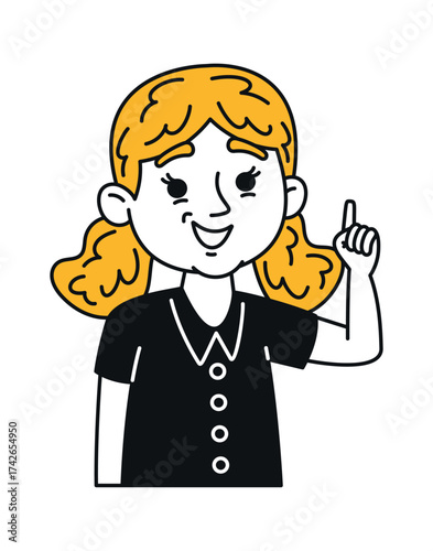 Schoolgirl having idea pointing finger