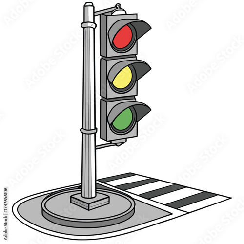 Classic Traffic Light and Crosswalk