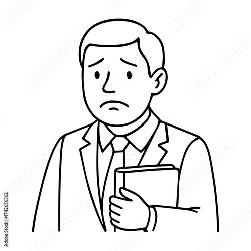 outline icon sad manager with a folder vector on a white background
Vector line icon of joy and sadness emotions on a white background