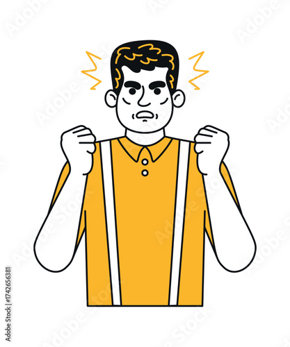 Angry furious businessman clenching fists