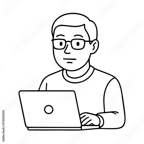 outline icon happy programmer at laptop vector on a white background
Vector line icon of joy and sadness emotions on a white background