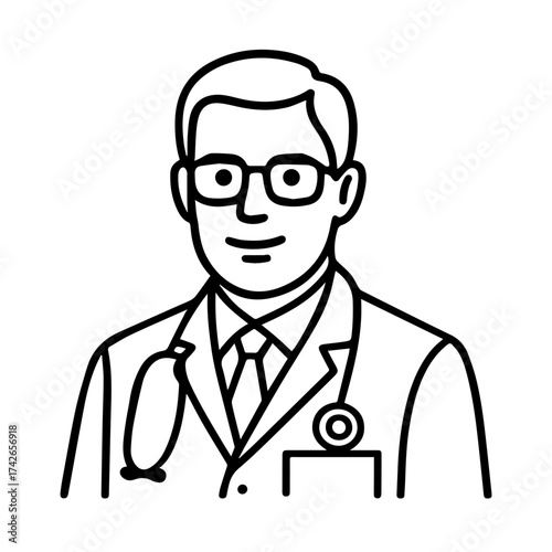 outline icon happy doctor with stethoscope vector on a white background
Vector line icon of joy and sadness emotions on a white background