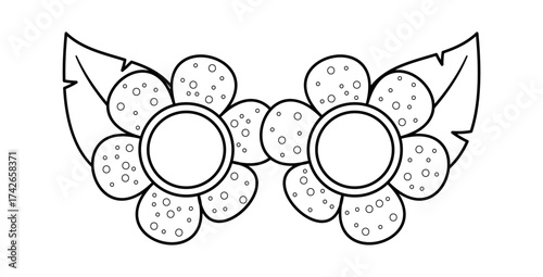 Fancy flower sunglasses black-and-white mask