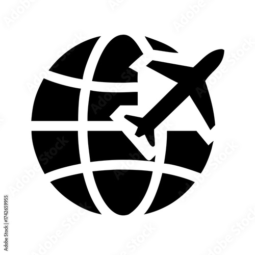 Vector art of airplane travel the world