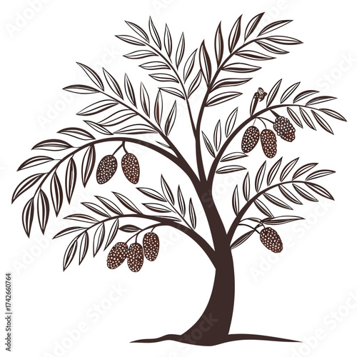 Date palm tree illustration for agriculture