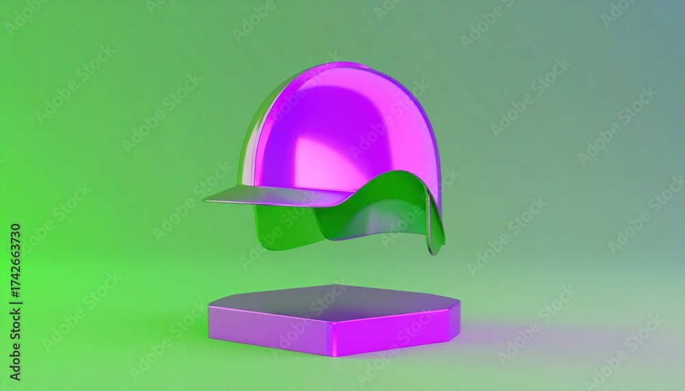 Fototapeta premium Abstract 3D rendering of a levitating construction helmet.