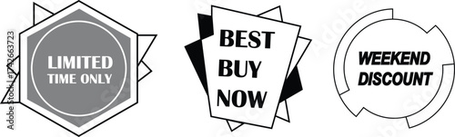 Modern Sale Badges Collection – Limited Time, Best Buy, Weekend Discount Designs