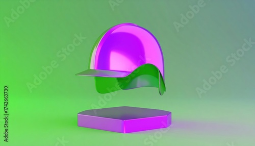 Abstract 3D rendering of a levitating construction helmet.