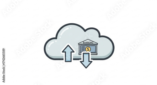 Cloud banking icon online banking, money transfer, financial services, and digital payment concept design