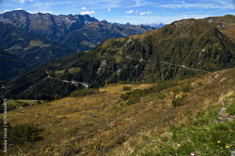 Naklejka premium View from the Isskogel over Gerlos, Austria, Europe 