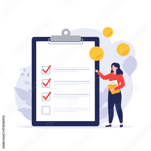 Checklist for tracking financial progress towards goals.