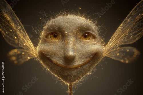 A Golden Mask of Whimsical, Organic Sculpture