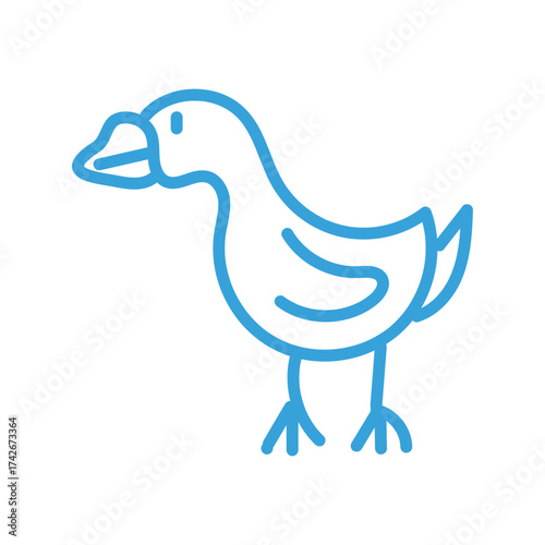 Simple Blue Line Art Duck/Goose Icon