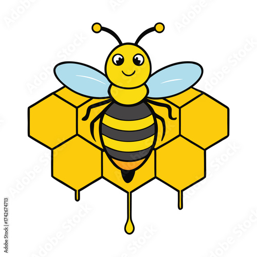 A golden honeycomb dripping with rich, sweet honey, showcasing the natural beauty and craftsmanship of bees’ work in perfect hexagonal patterns filled with golden nectar.
