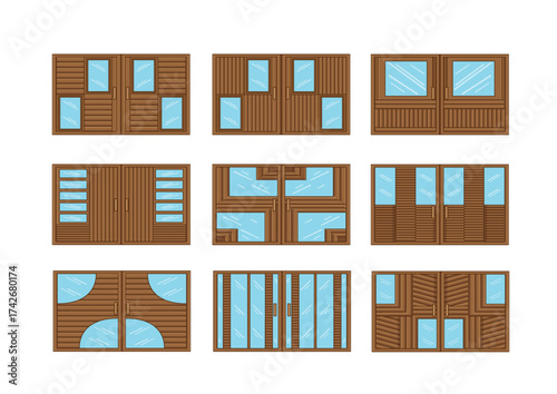 wooden window with glass design on white background illustration vector