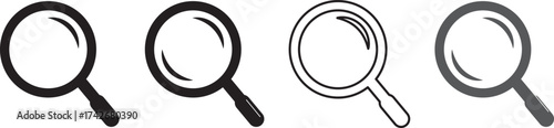 Magnifying glass icon, magnifier or loupe icon. Search icon.