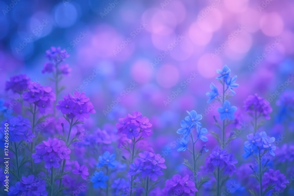 Fototapeta premium Latvia, Kandava, 2025-08-23, Latvijas kauss A serene field of purple flowers under a softly blurred blue sky, evoking a sense of tranquility and beauty