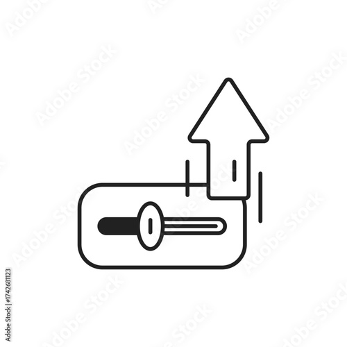 Slider Increase Icon, Up Arrow Value Raiser Line Art