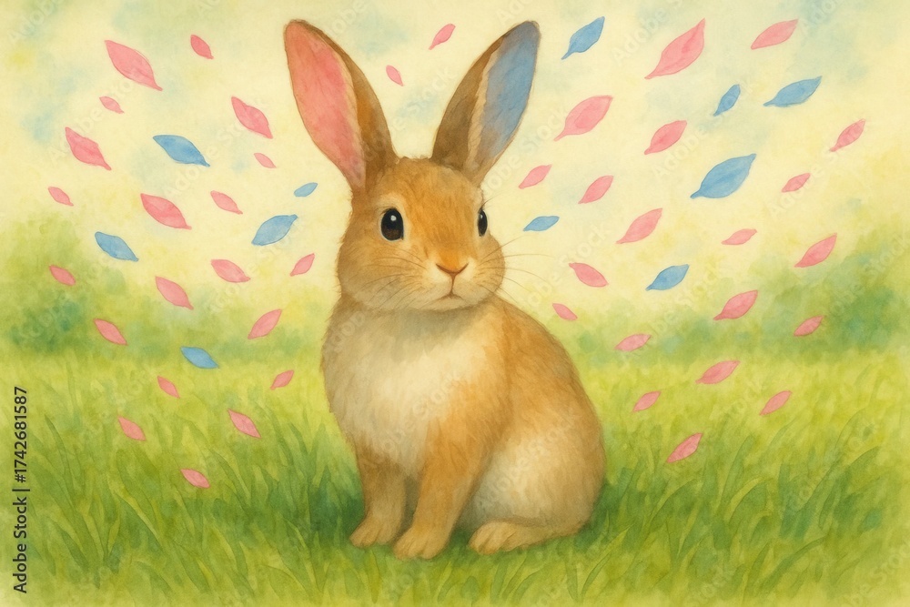 Obraz premium Latvia, Kandava, 2025-08-23, Latvijas kauss A rabbit in a field of colorful leaves