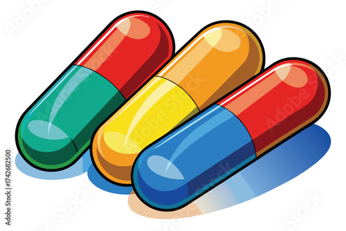 Colorful Capsule Pills Illustration – Medical Pharmacy Vector Design