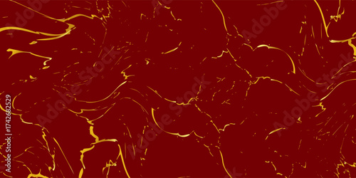 Modern red and golden maroon background.  Gold marble texture. Golden veins