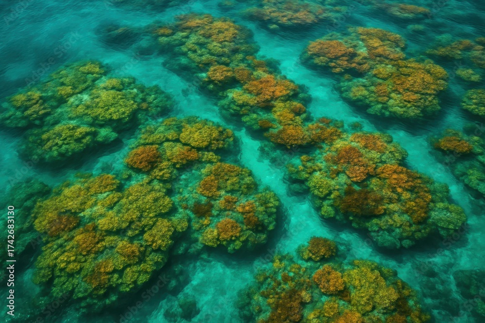 Obraz premium Latvia, Kandava, 2025-08-23, Latvijas kauss A serene underwater panorama of coral reefs thriving in the clear blue waters
