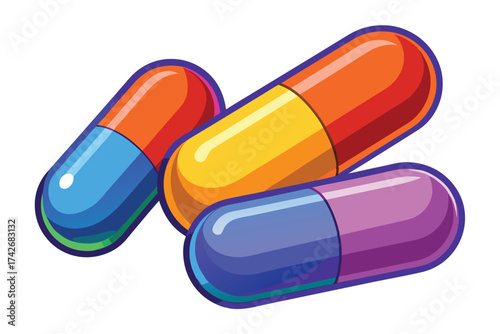 Colorful Capsule Pills Illustration – Medical Pharmacy Vector Design