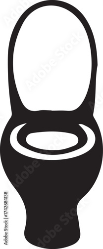 A black and blue toilet bowl vector icon illustrates a symbol of fitness equipment for sale