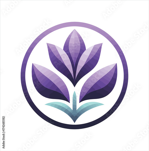 Elegant Floral Emblem A Symbol of Purity and Growth with Its Gradated Purple Petals and Serene Turquoise Stem