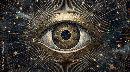 Mystical Cosmic All Seeing Eye Illustration