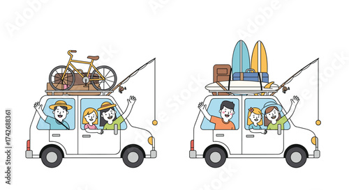 A family packing their car for a fun holiday trip.
