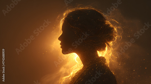 Golden Divine Feminine Silhouette