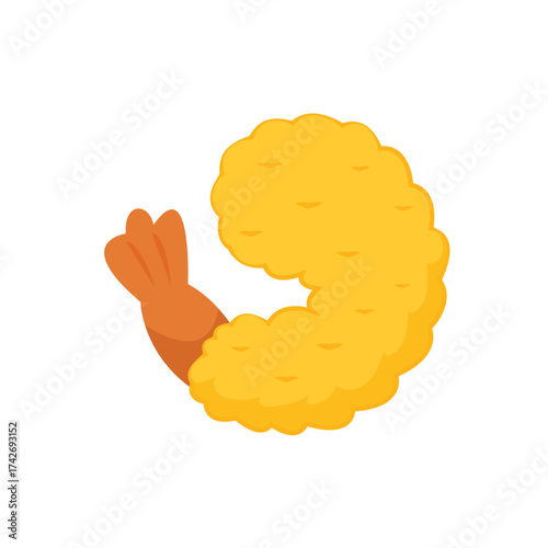 Tempura fried shrimp vector isolated illustration. Tempura fried shrimp on white background.