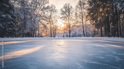  ice skating rink with trees