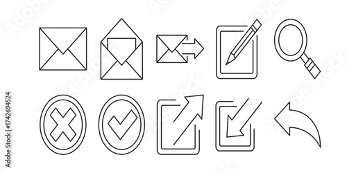 Vector illustration of a letter icon, a web email symbol for contact and internet message communication design