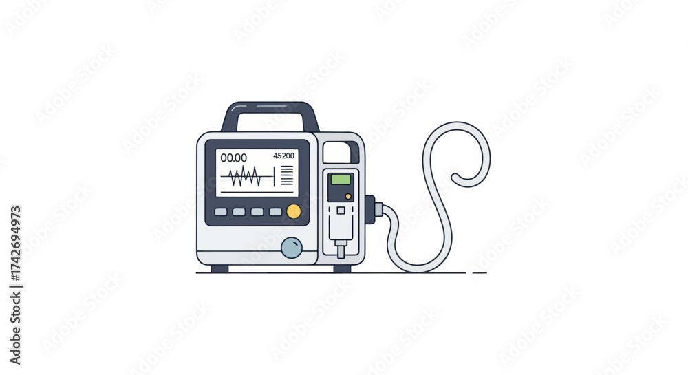 Fototapeta premium Portable Medical Patient Monitor Device with ECG Waveform Display.