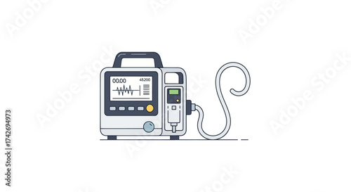 Portable Medical Patient Monitor Device with ECG Waveform Display.
