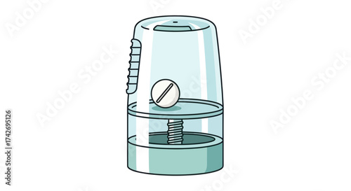 Transparent Pill Dispenser with a Single Tablet Inside.