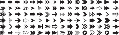 Arrow icons set. Arrow collection. Simple arrow big set. Collection different Arrows on flat style for web design or interface. Vector illustration