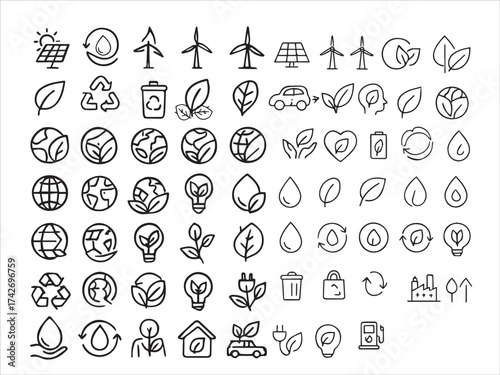 Nature and Conservation Sketchy Icon Collection