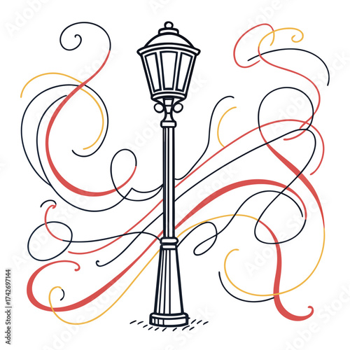 Elegant Lamppost with Decorative Swirls