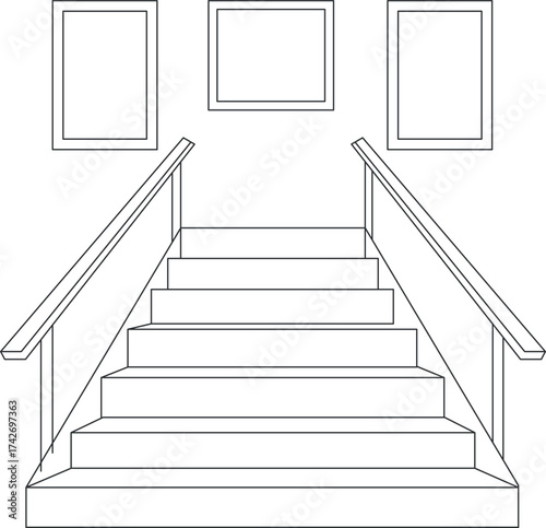 Staircase in the house line art vector 