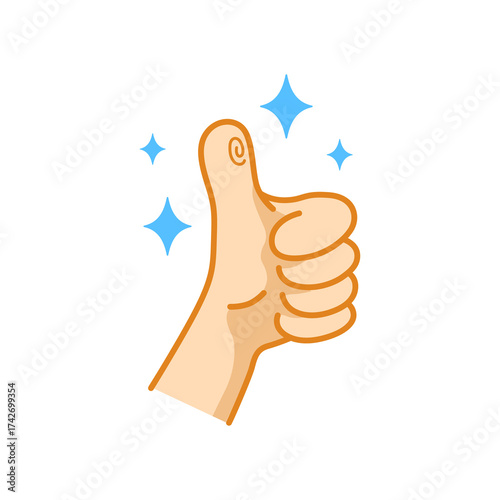 nice thumbs up icon, symbolizes positivity, success status and everything is in good condition
