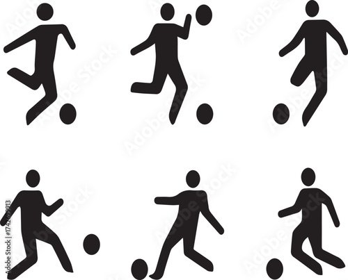 Soccer Players Silhouettes in Action Sporting Black and White Design