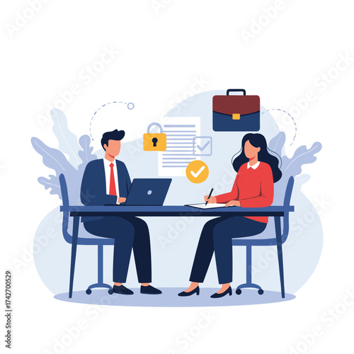 A detailed analysis of a business meeting involving two professionals discussing important documents.