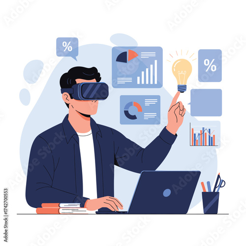 Virtual reality technology enhances data analysis and business insights.